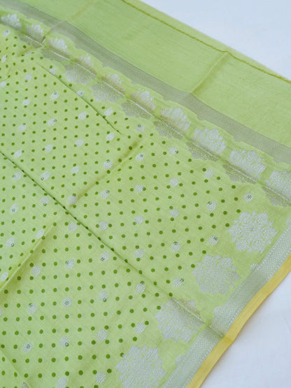 Green Chiniya Silk Printed Unstitched Banarasi Suit Set