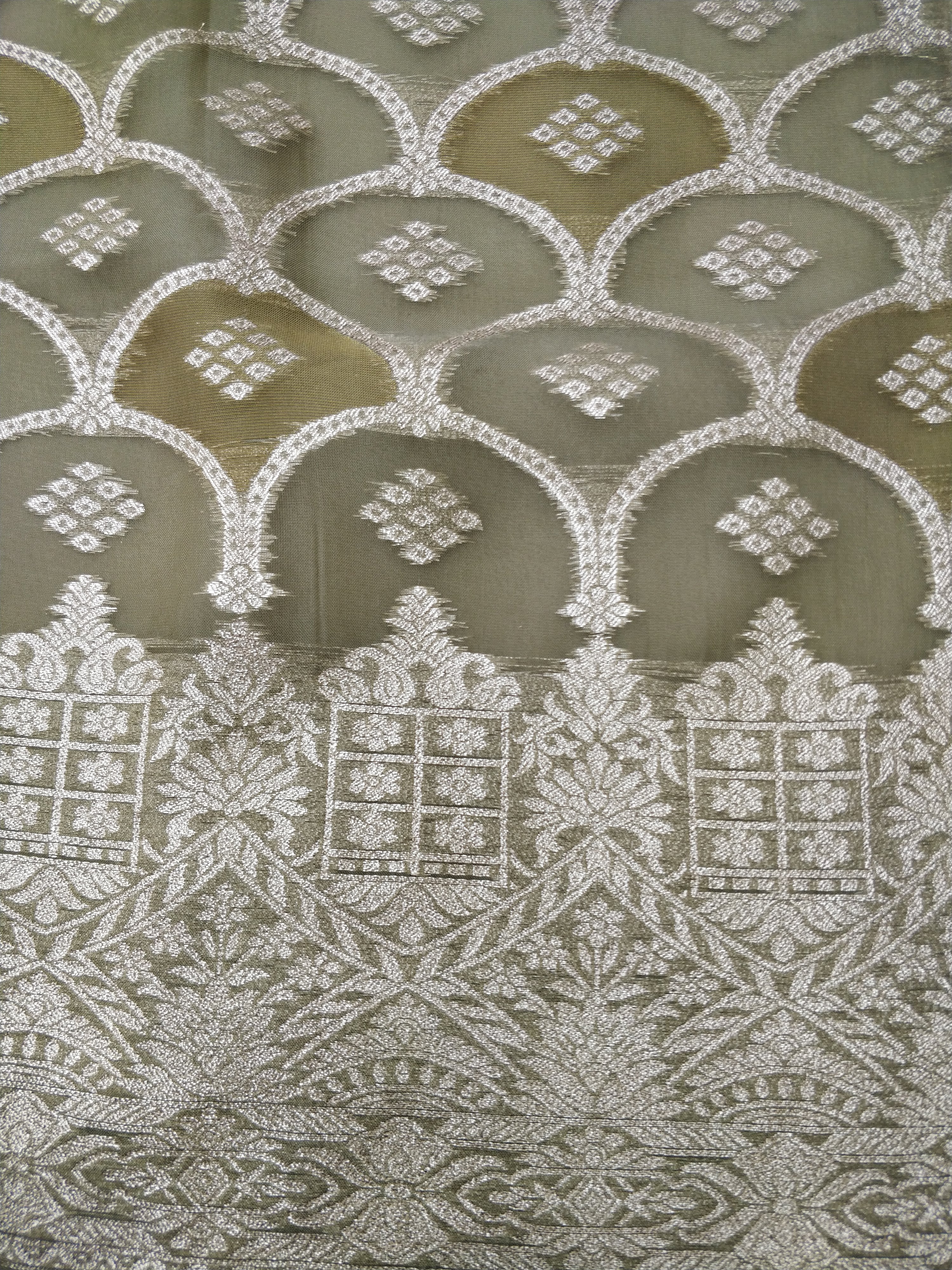 Olive Green Organza Banarasi Suit Set