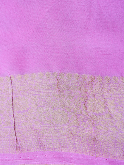 Pink Georgette Silk Buti Banarasi Saree