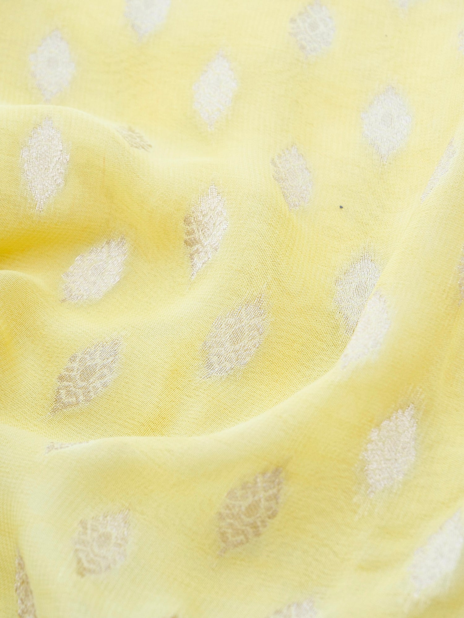 Yellow Georgette Silk Buti Banarasi Saree