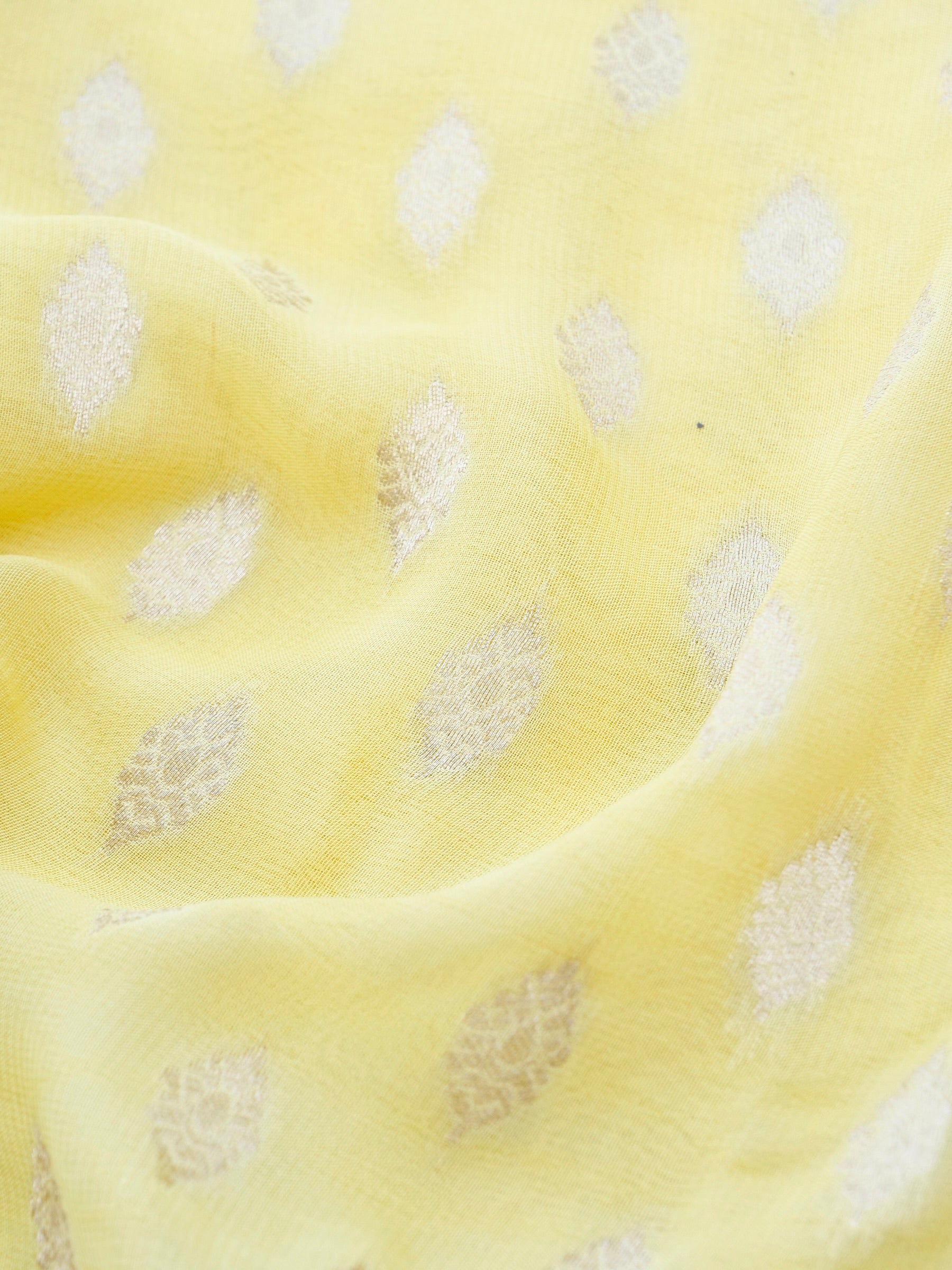 Yellow Georgette Silk Buti Banarasi Saree