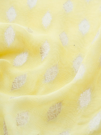Yellow Georgette Silk Buti Banarasi Saree