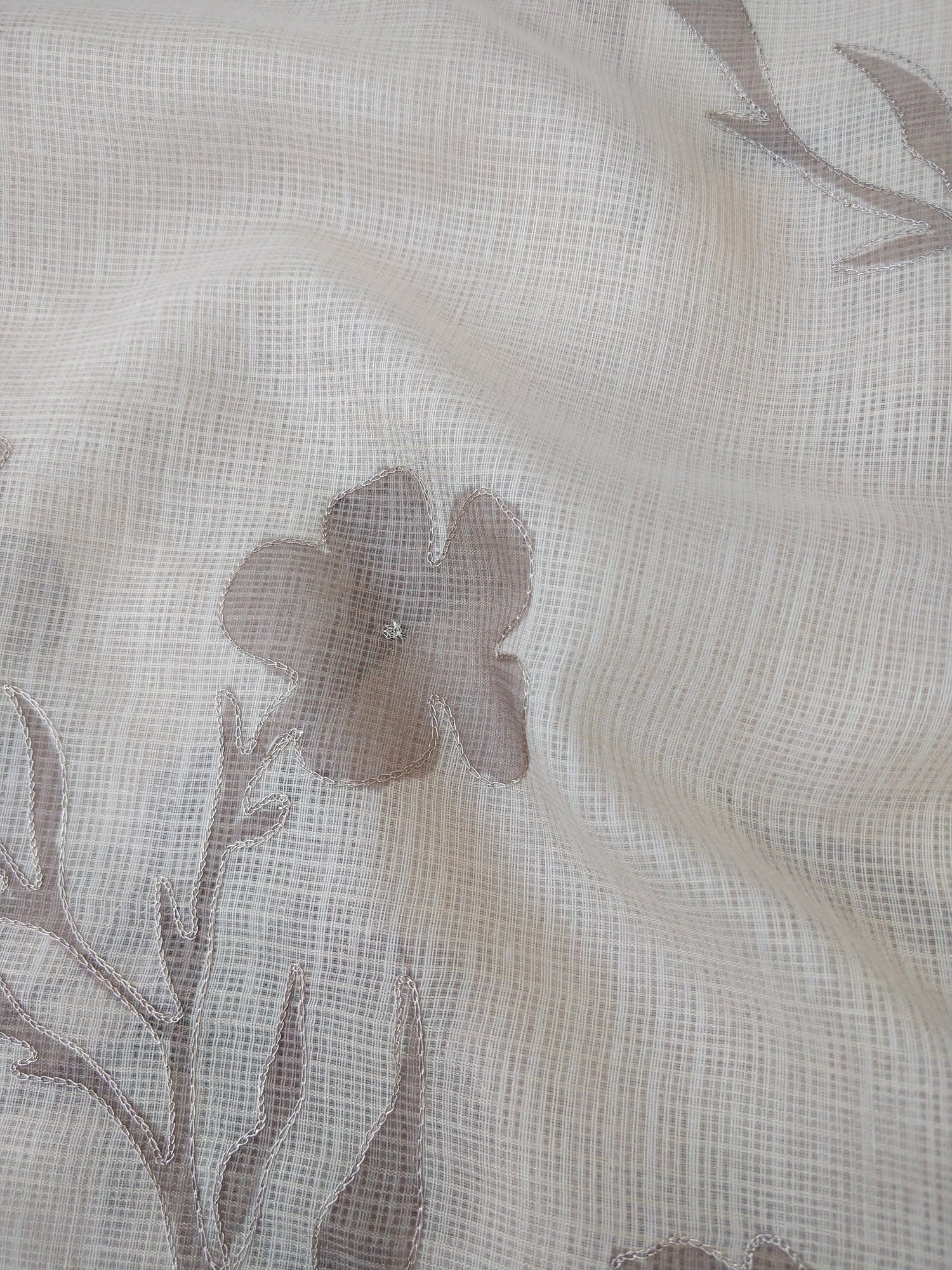 Ivory Kota Silk Digital Print With Embroidery Banarasi Saree