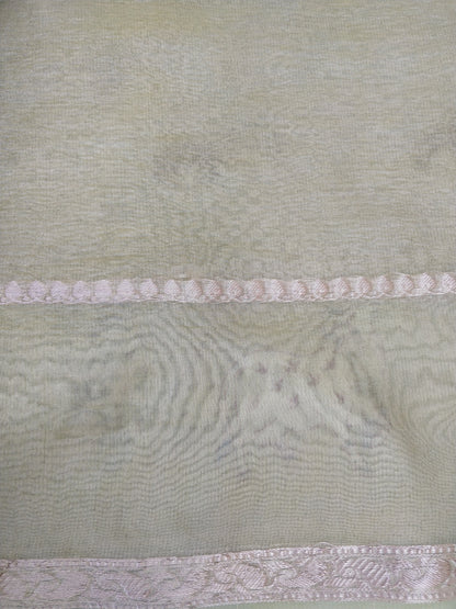 Green Tissue Silk Pichwai Saree With Embroidery