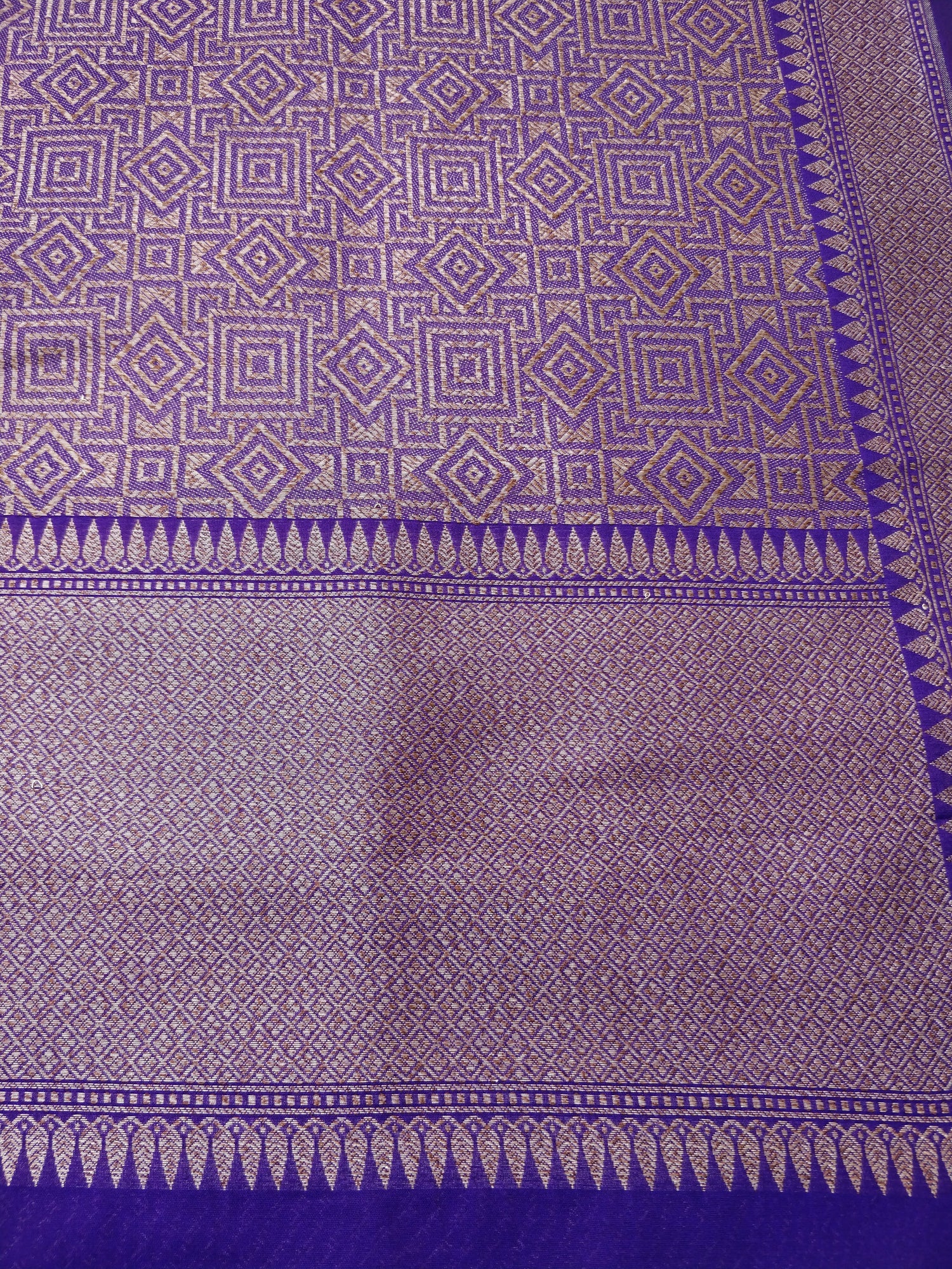 Purple Cotton Silk Unstitched Banarasi Suit Set