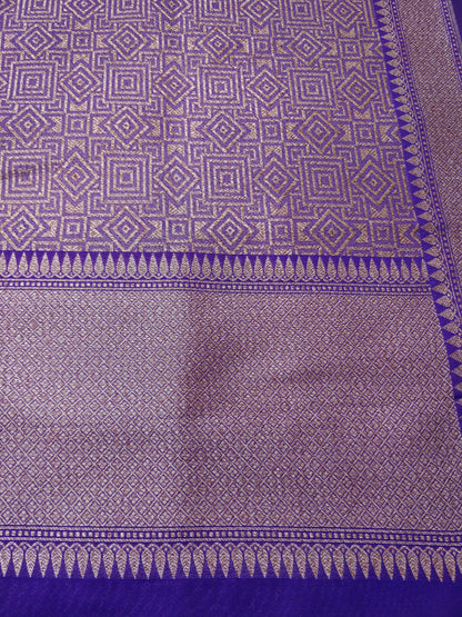Purple Cotton Silk Unstitched Banarasi Suit Set