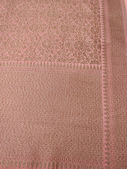 Peach Cotton Silk Buti Banarasi Unstitched Suit Set
