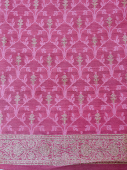 Pink Cotton Unstitched Banarsi Suit Set