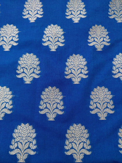 Blue Cotton Silk Banarsi Unstitched Suit Set