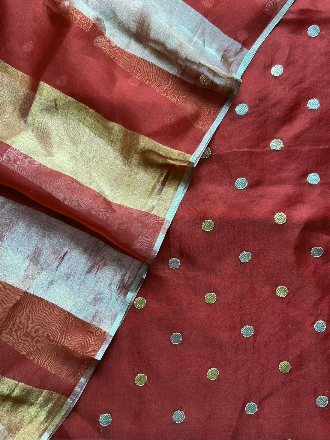 Red Pure Organza Silk Embroidery Suit
