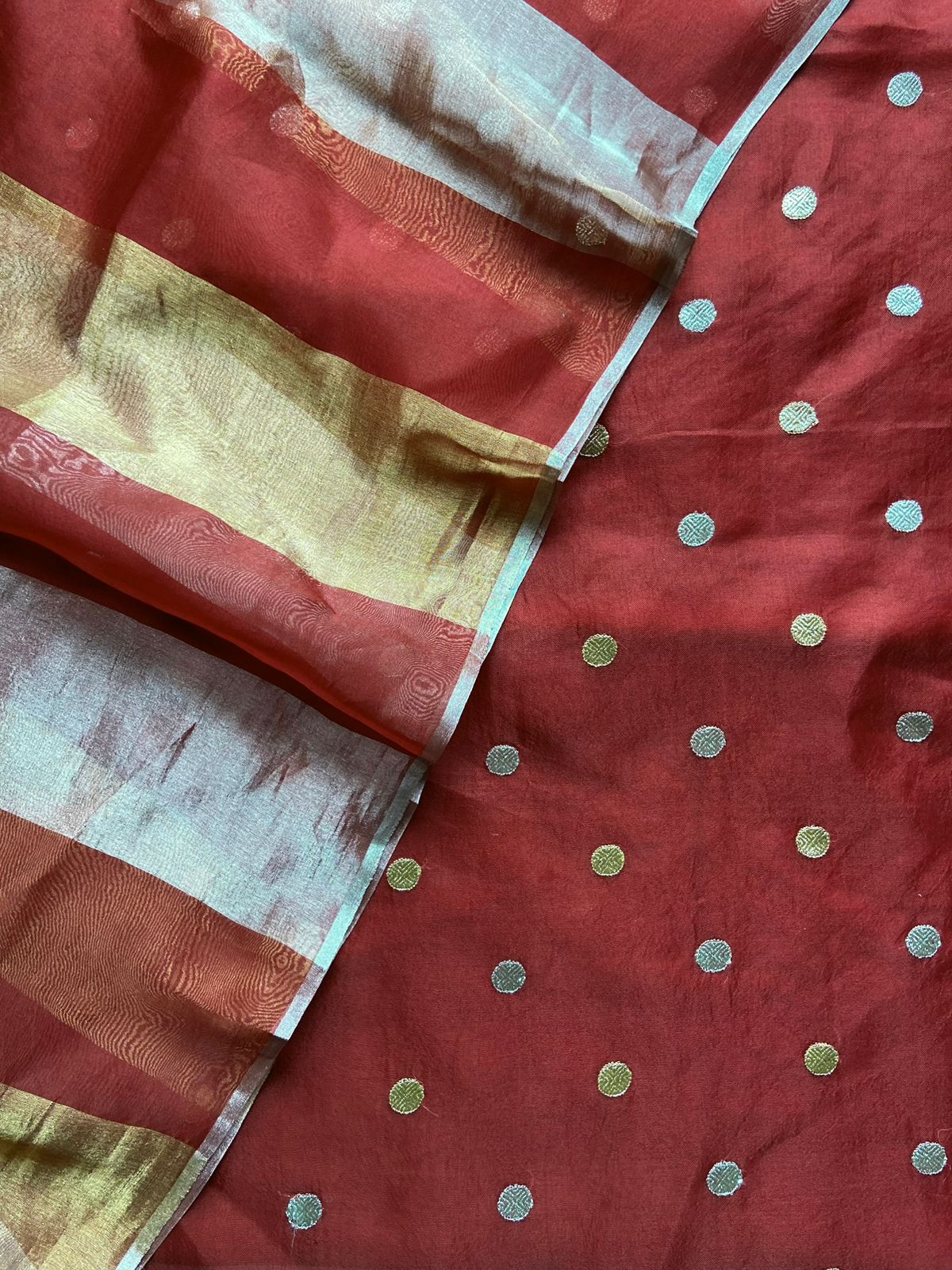 Red Pure Organza Silk Embroidery Suit