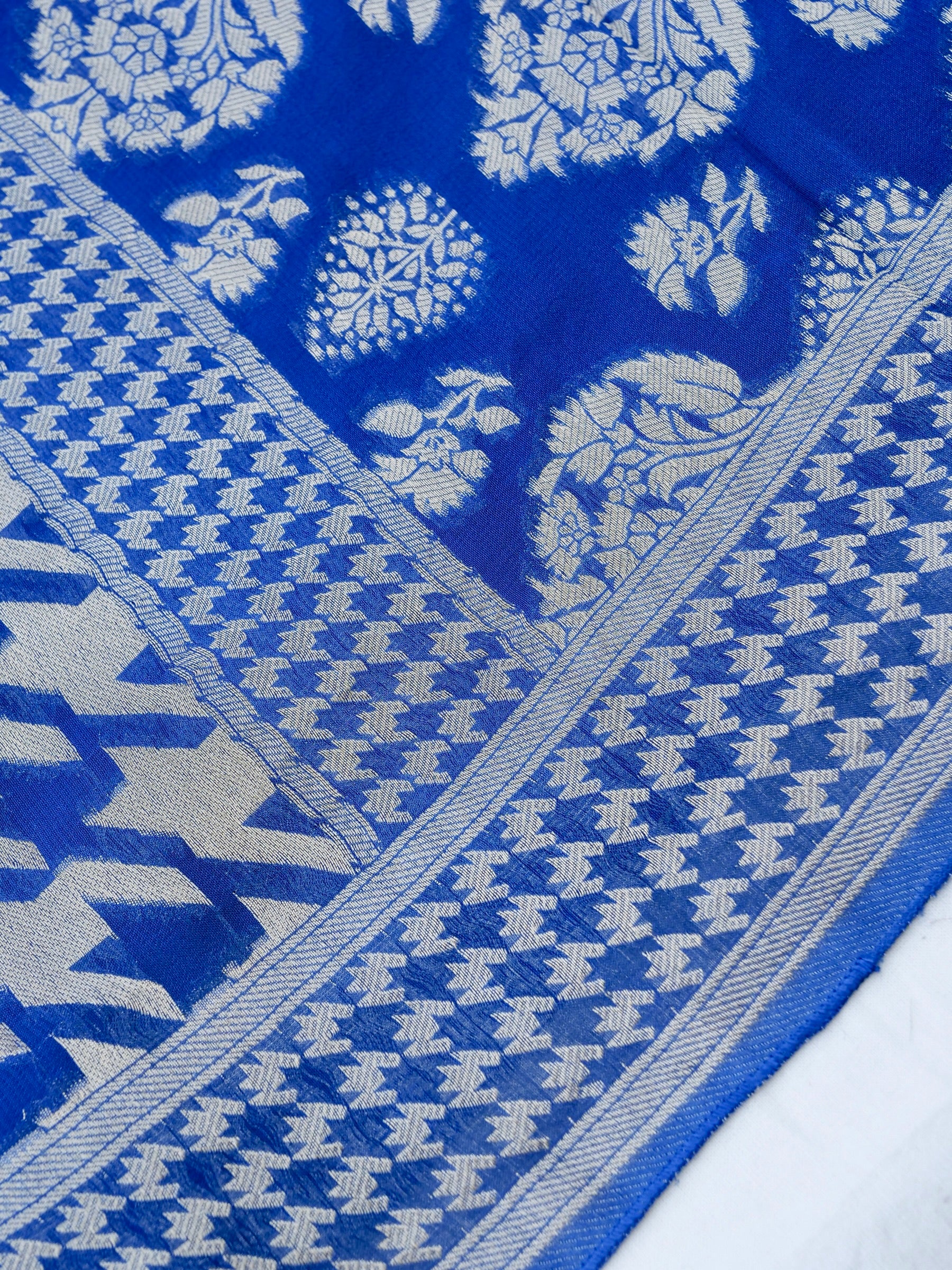 Blue Georgette Silk Banarasi Saree