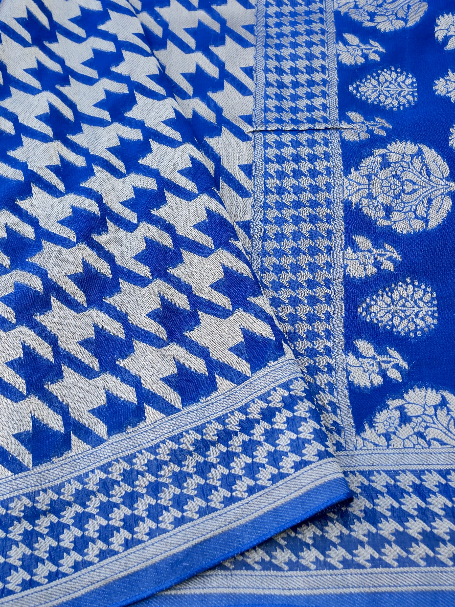 Blue Georgette Silk Banarasi Saree