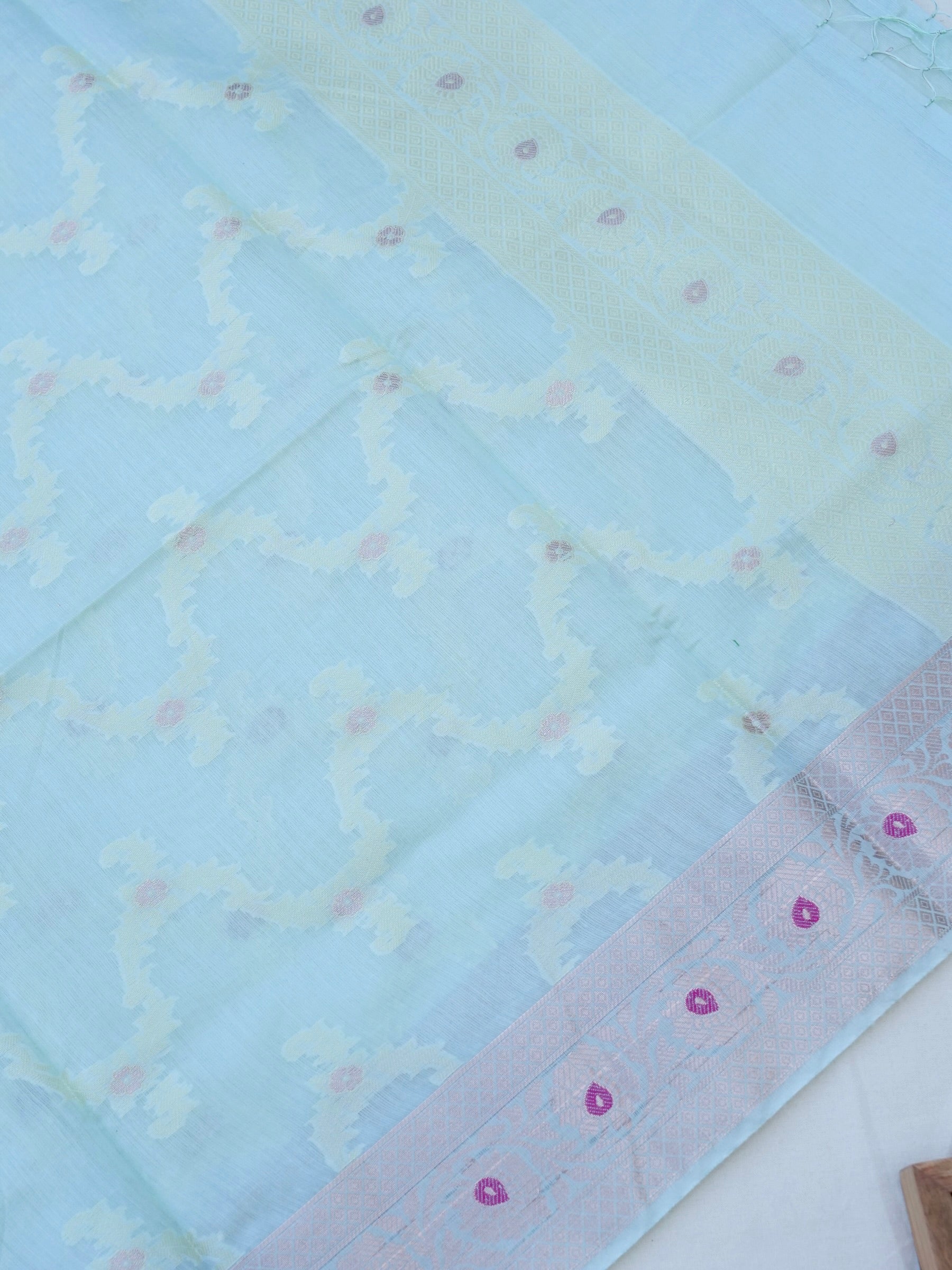 Green Banarasi Cotton Silk Unstitched Suit Set