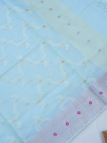 Green Banarasi Cotton Silk Unstitched Suit Set