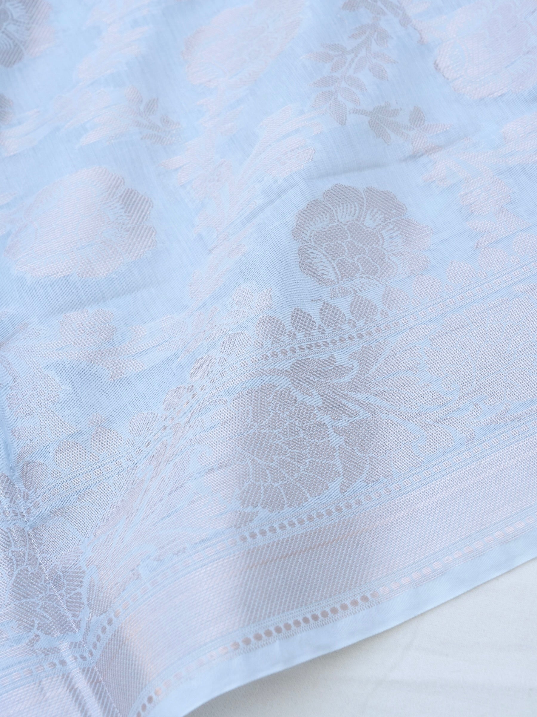 Grey Banarasi Cotton Unstitched Suit Set