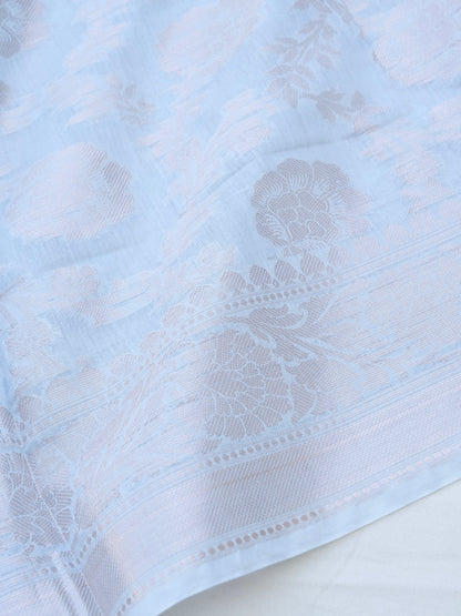 Grey Banarasi Cotton Unstitched Suit Set