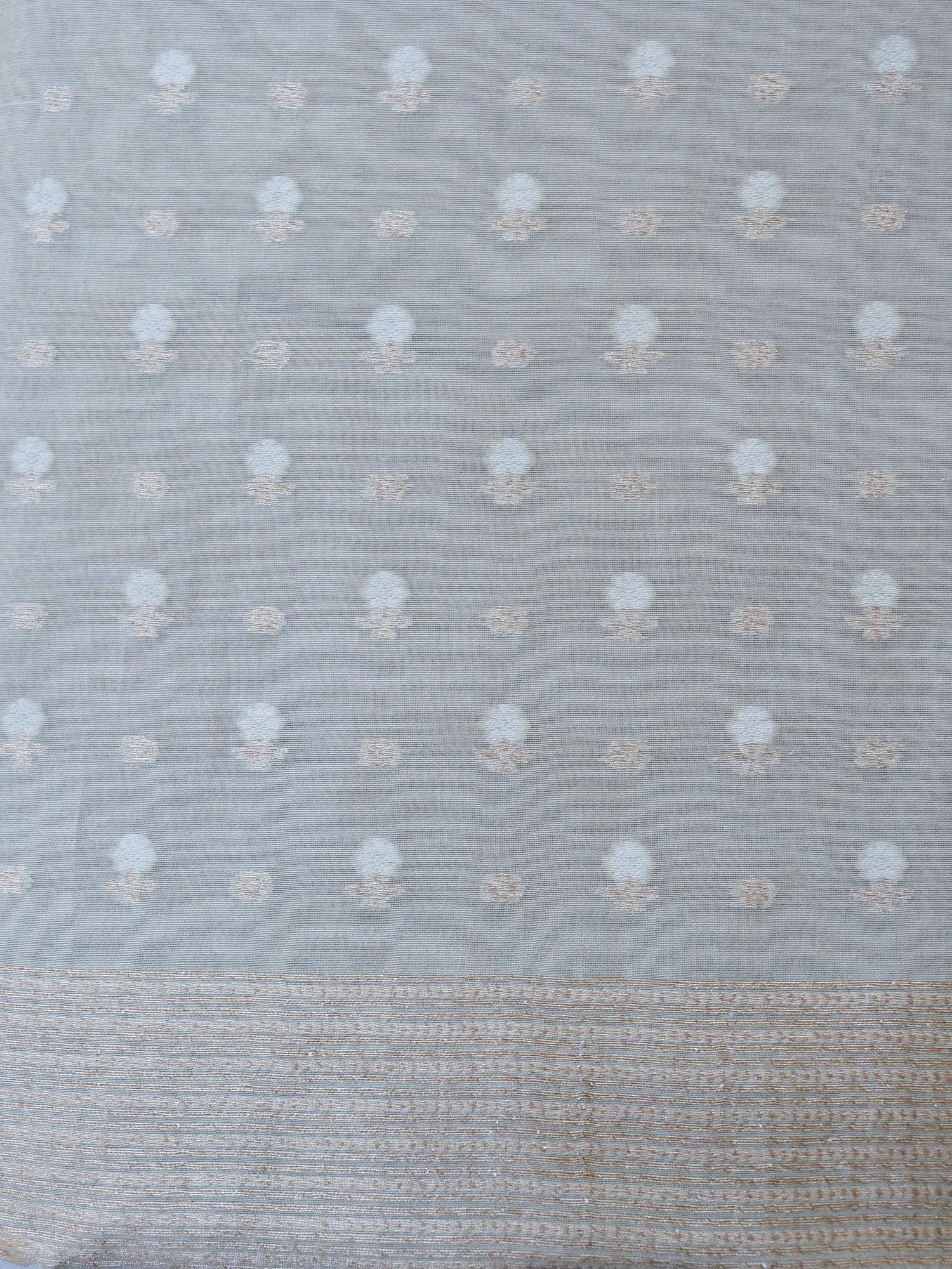 Beige Cotton Unstitched Banarasi Suit Set