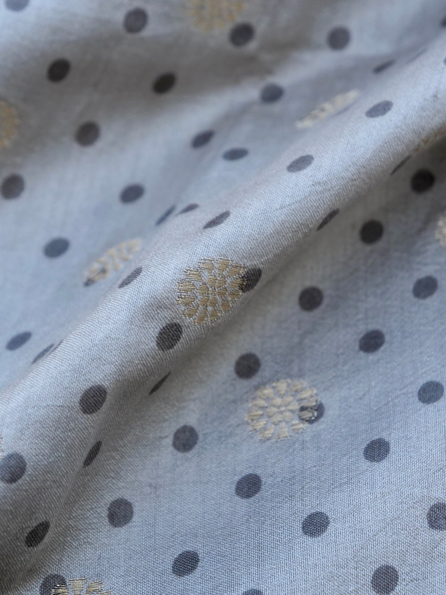 Gray Chiniya Silk Printed Unstitched Banarasi Suit Set