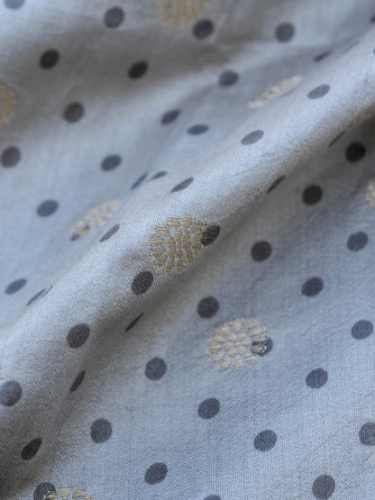 Gray Chiniya Silk Printed Unstitched Banarasi Suit Set