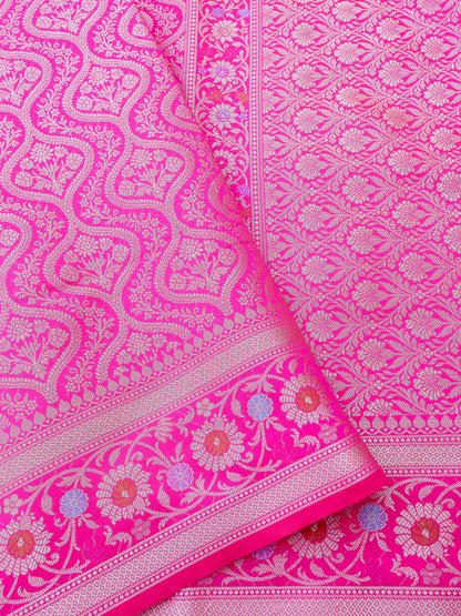 Pink Kataan Silk Meena Jangla Banarasi Saree