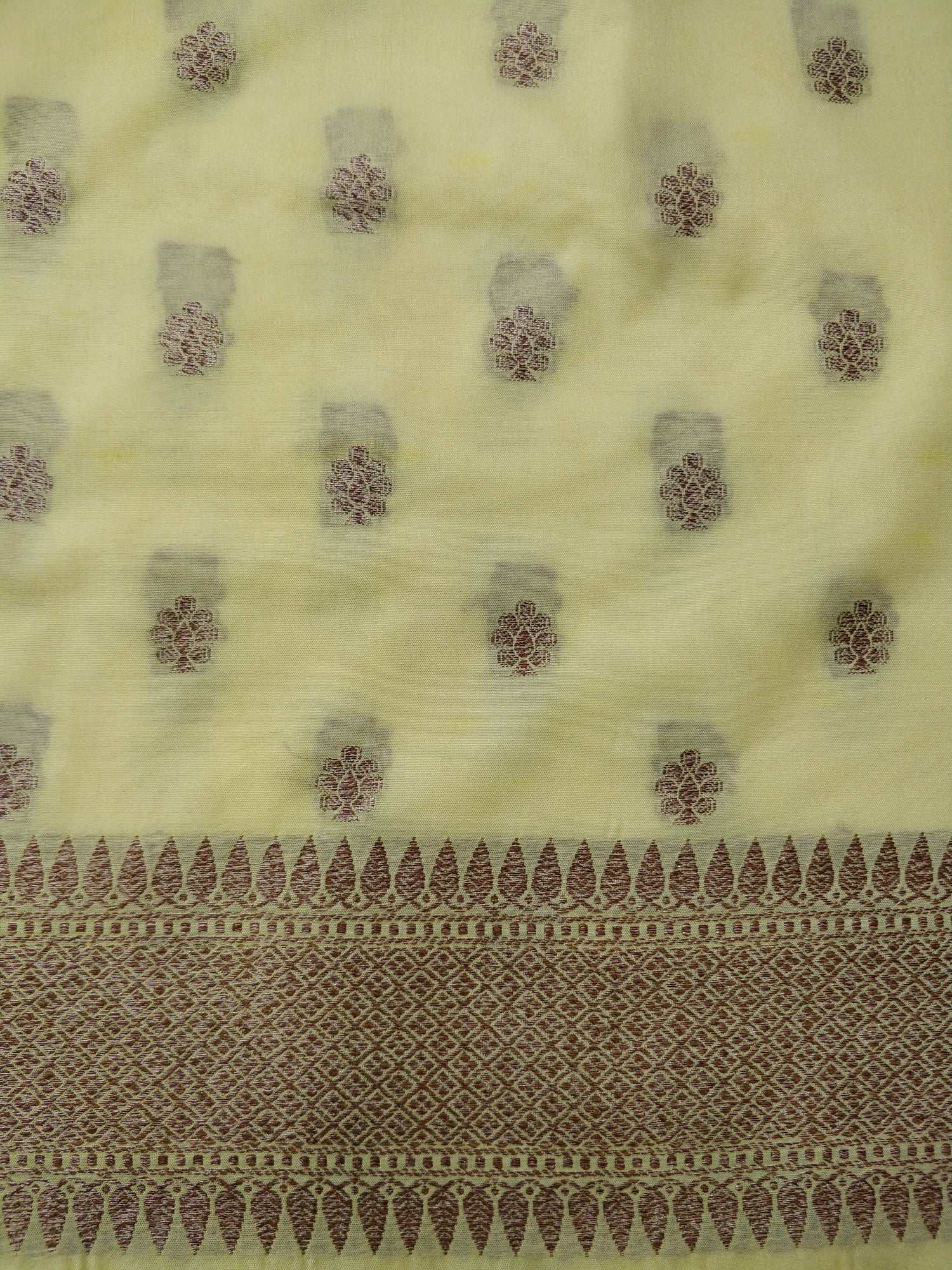 Lemon Yellow Cotton Banarasi Unstitched Suit Set