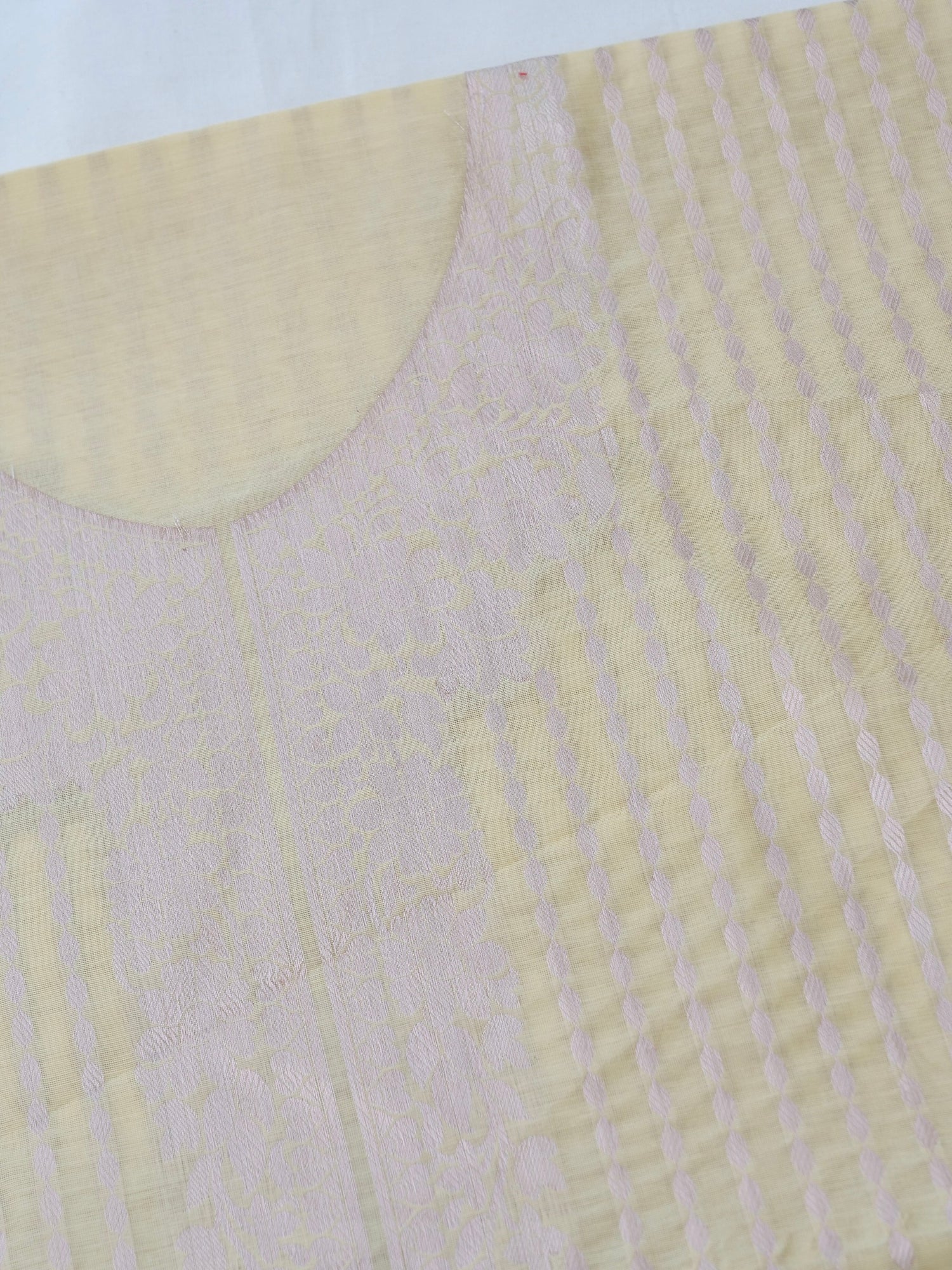 Yellow Banarasi Cotton Unstitched Suit Set