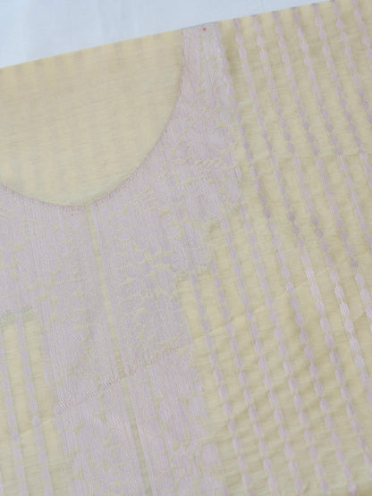 Yellow Banarasi Cotton Unstitched Suit Set