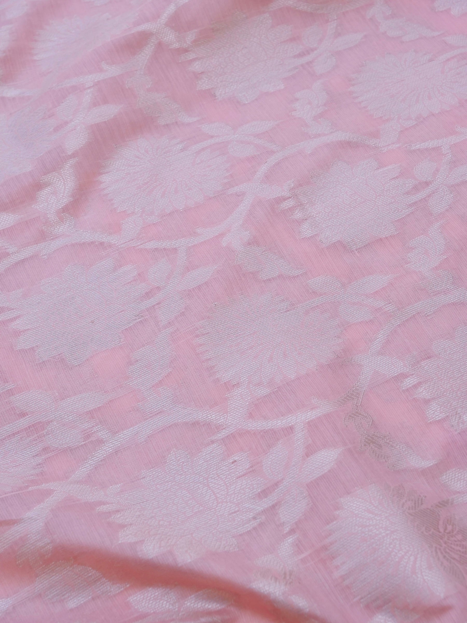 Pink Banarasi Cotton Unstitched Suit Set