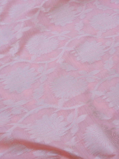 Pink Banarasi Cotton Unstitched Suit Set
