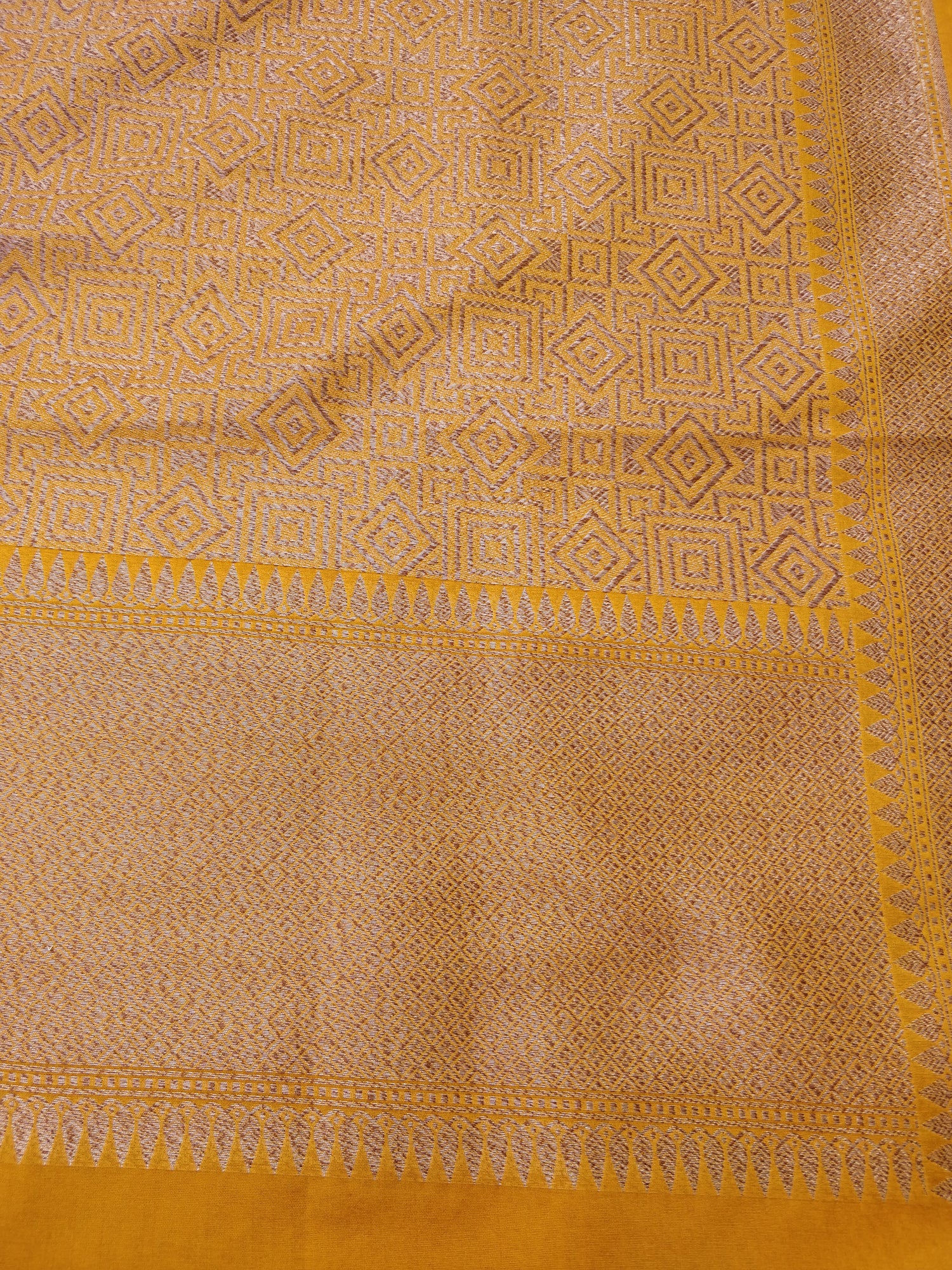 Mustard Yellow Cotton Silk Banarasi Unstitched Suit Set