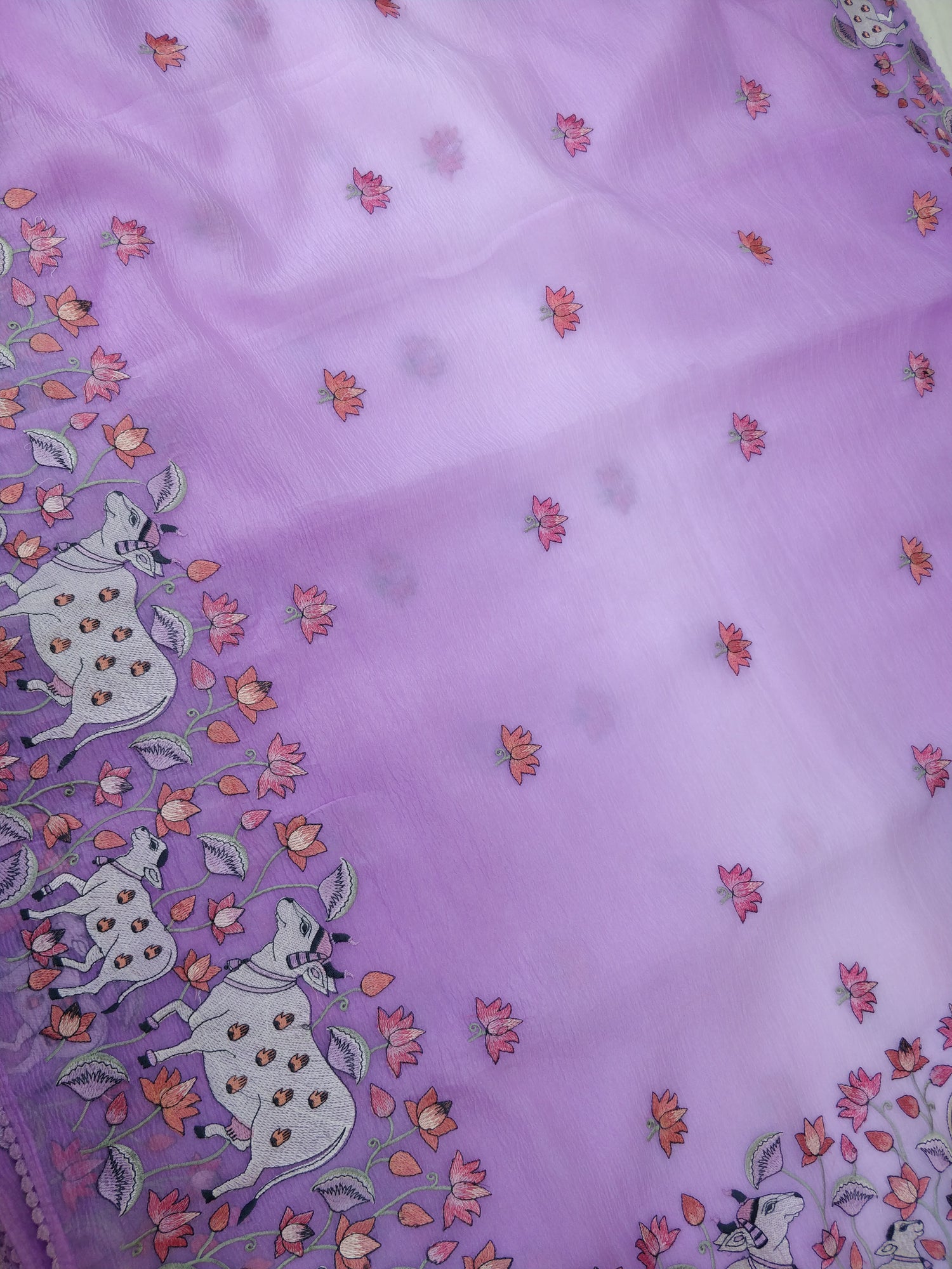 Purple Tissue Pichwai Buti Banarasi Saree With Embroidery
