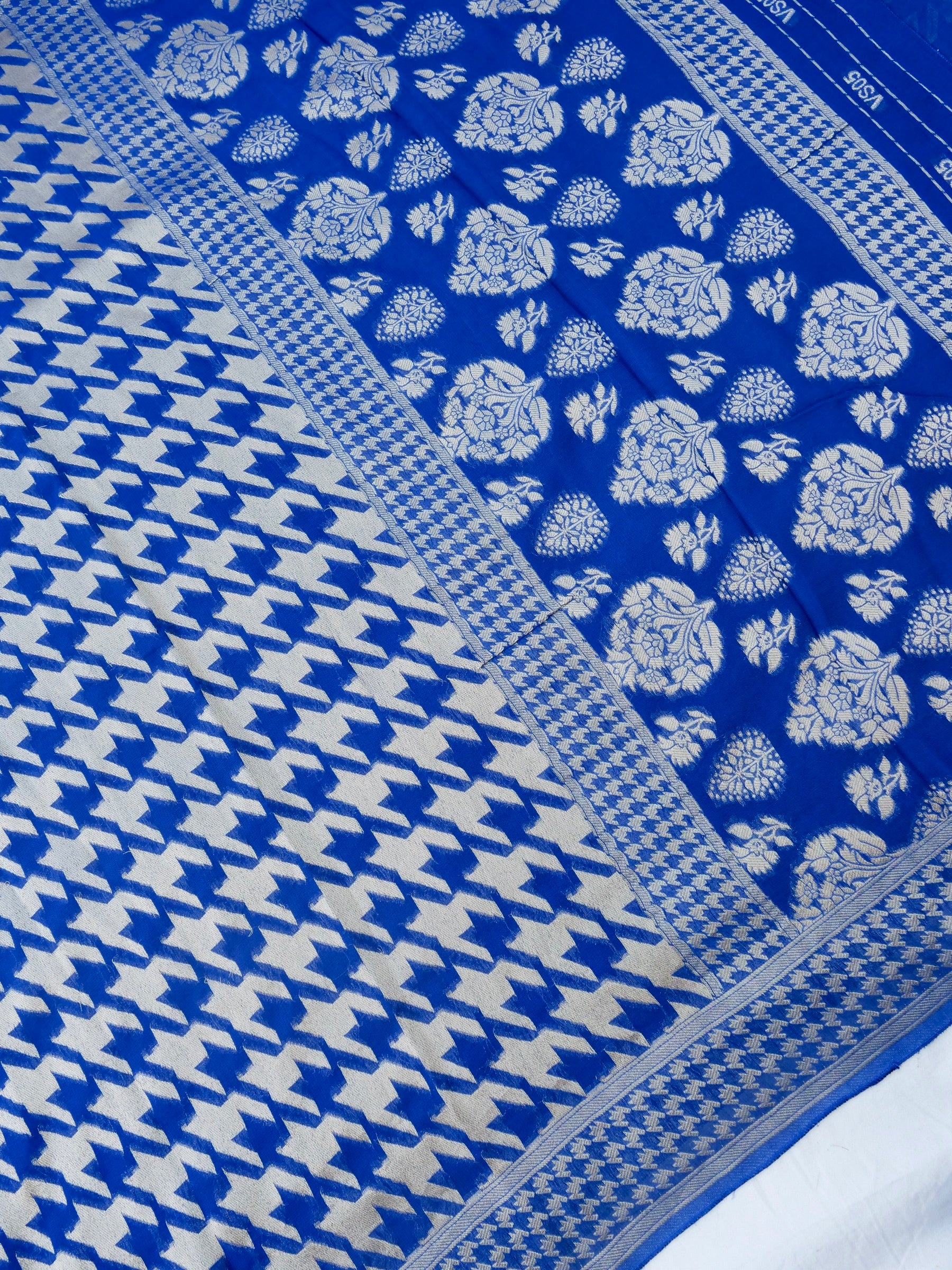 Blue Georgette Silk Banarasi Saree