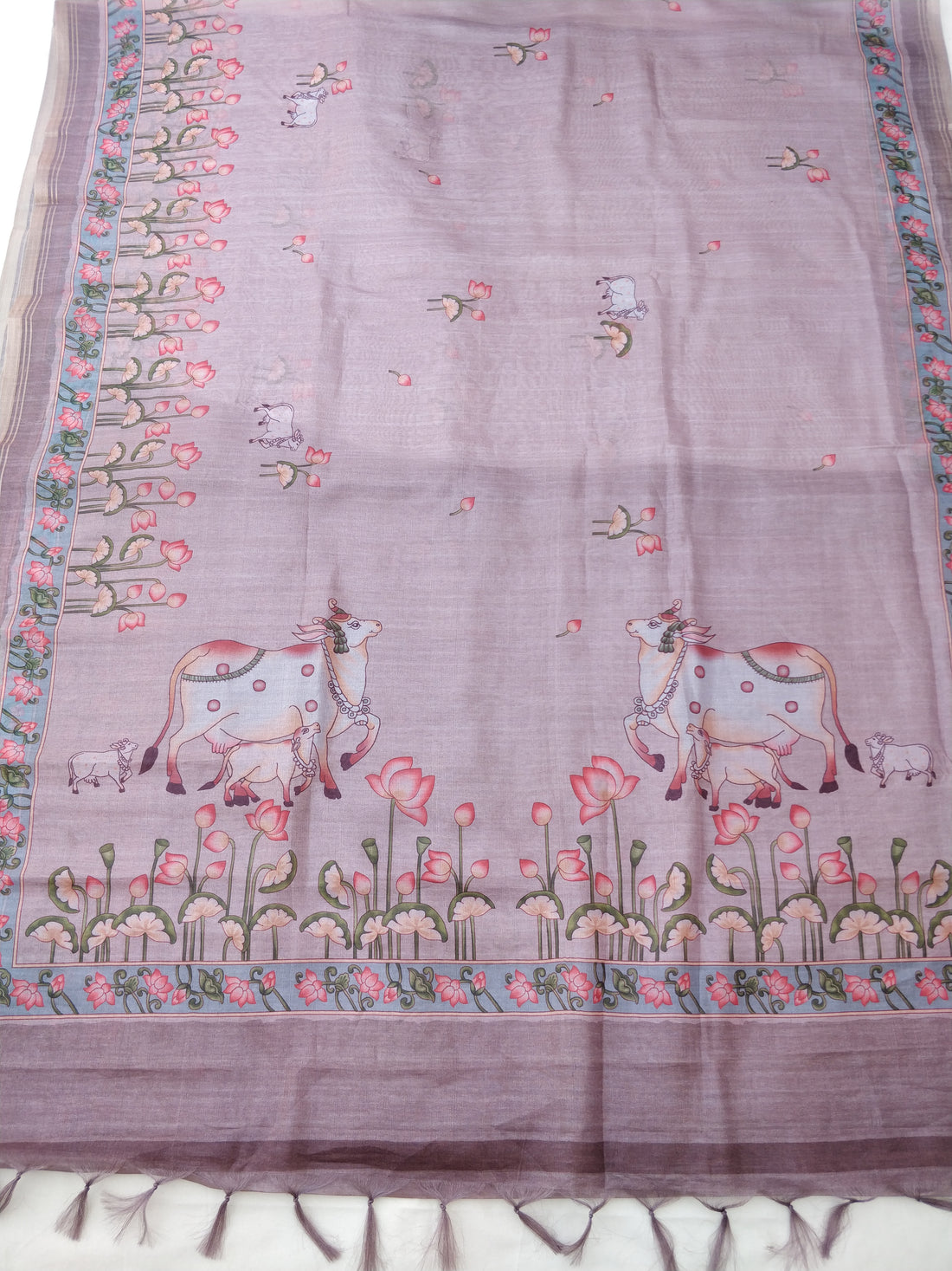 Pink Organza Silk Digital Print Pichwai Saree