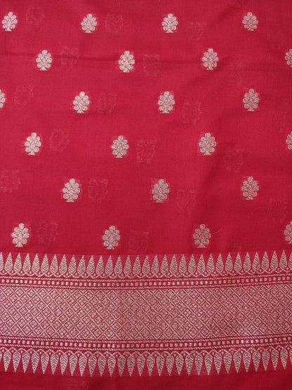 Maroon Cotton Silk Banarasi Unstitched Suit Set
