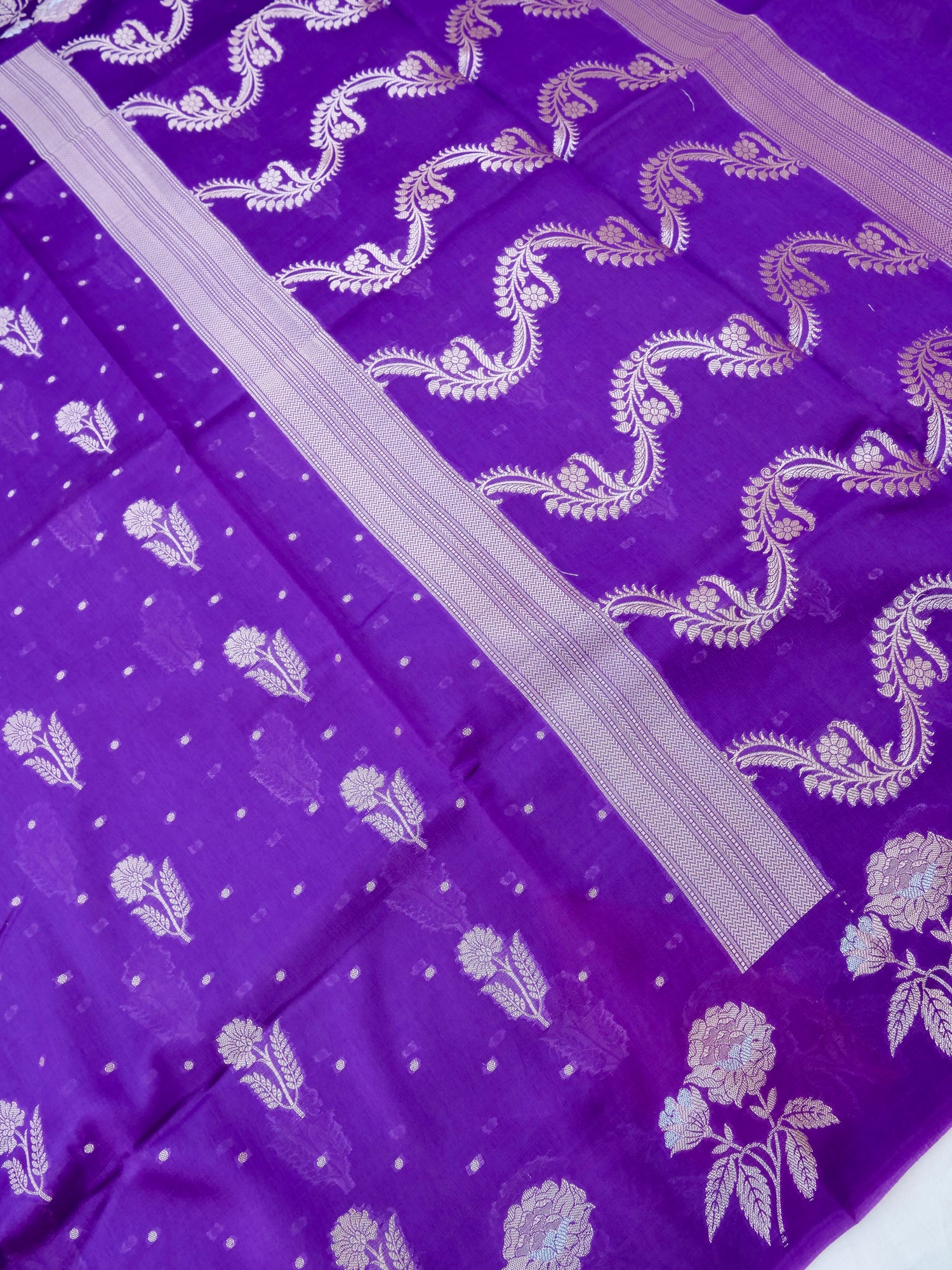 Purple Chiniya Blended Silk Banarasi Saree