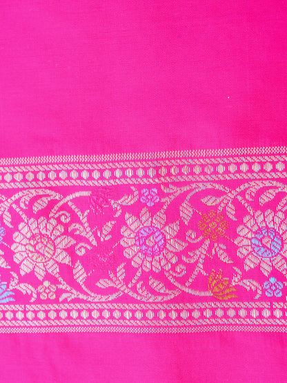 Pink Kataan Silk Meena Jangla Banarasi Saree