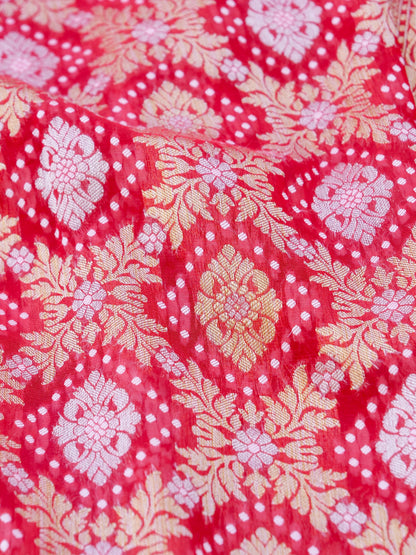 Red Bandhni Georgette Silk Banarasi Saree