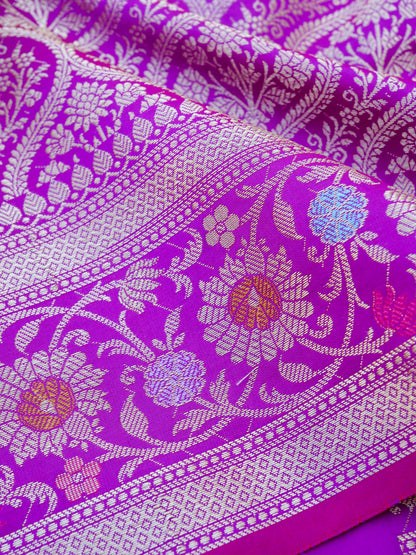 Purple Kataan Silk Meena Jangla Banarasi Saree