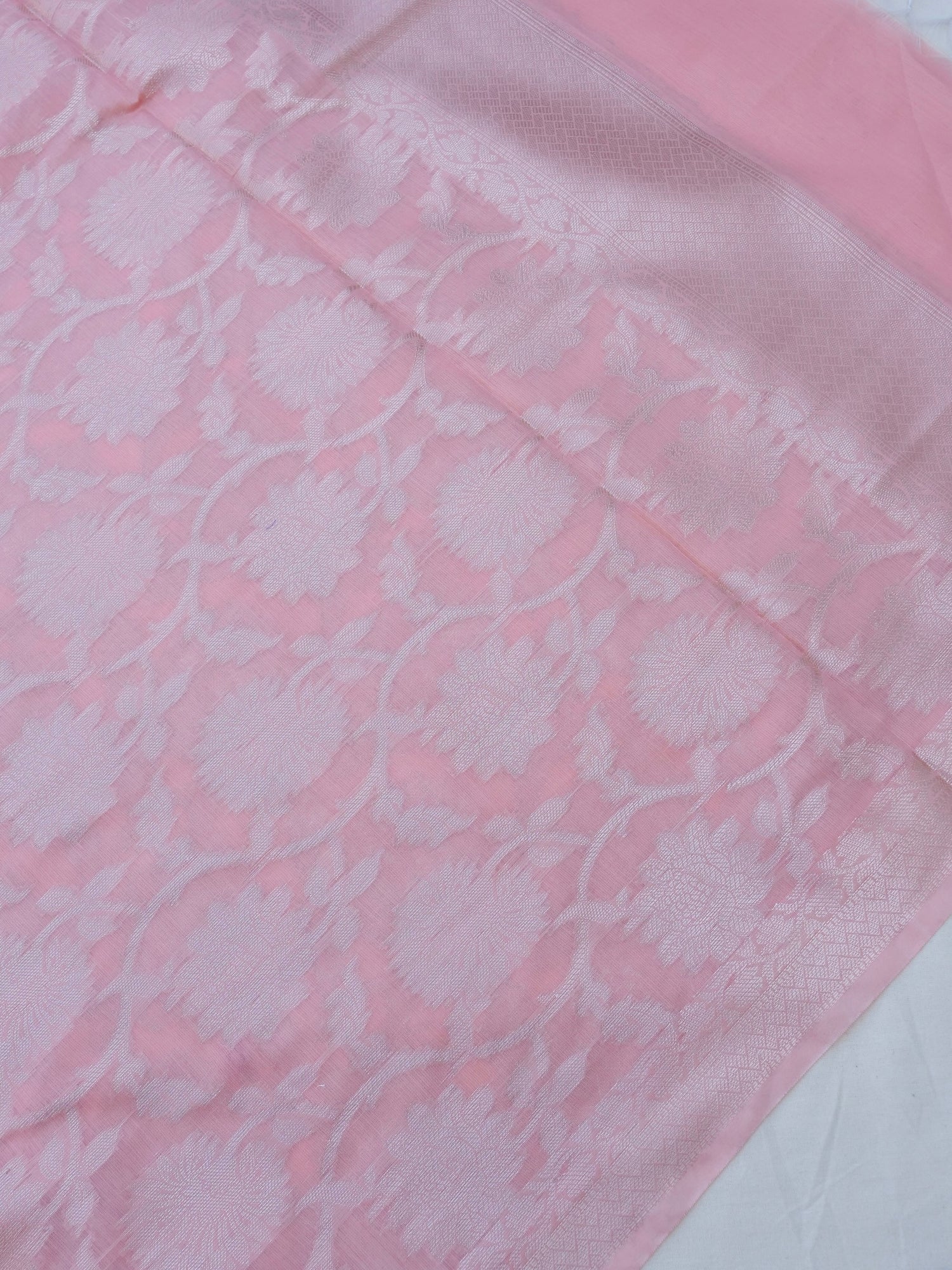 Pink Banarasi Cotton Unstitched Suit Set