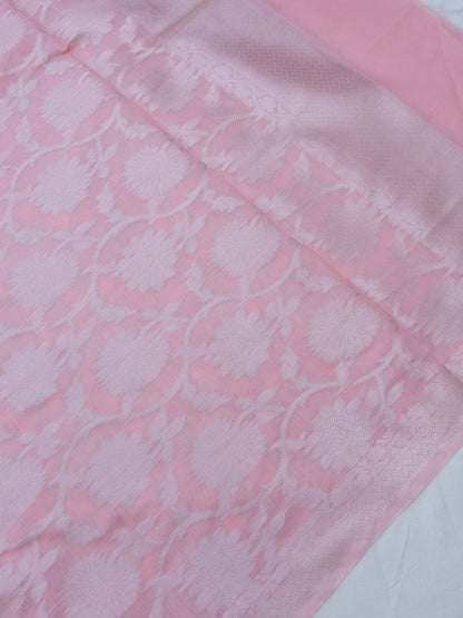 Pink Banarasi Cotton Unstitched Suit Set