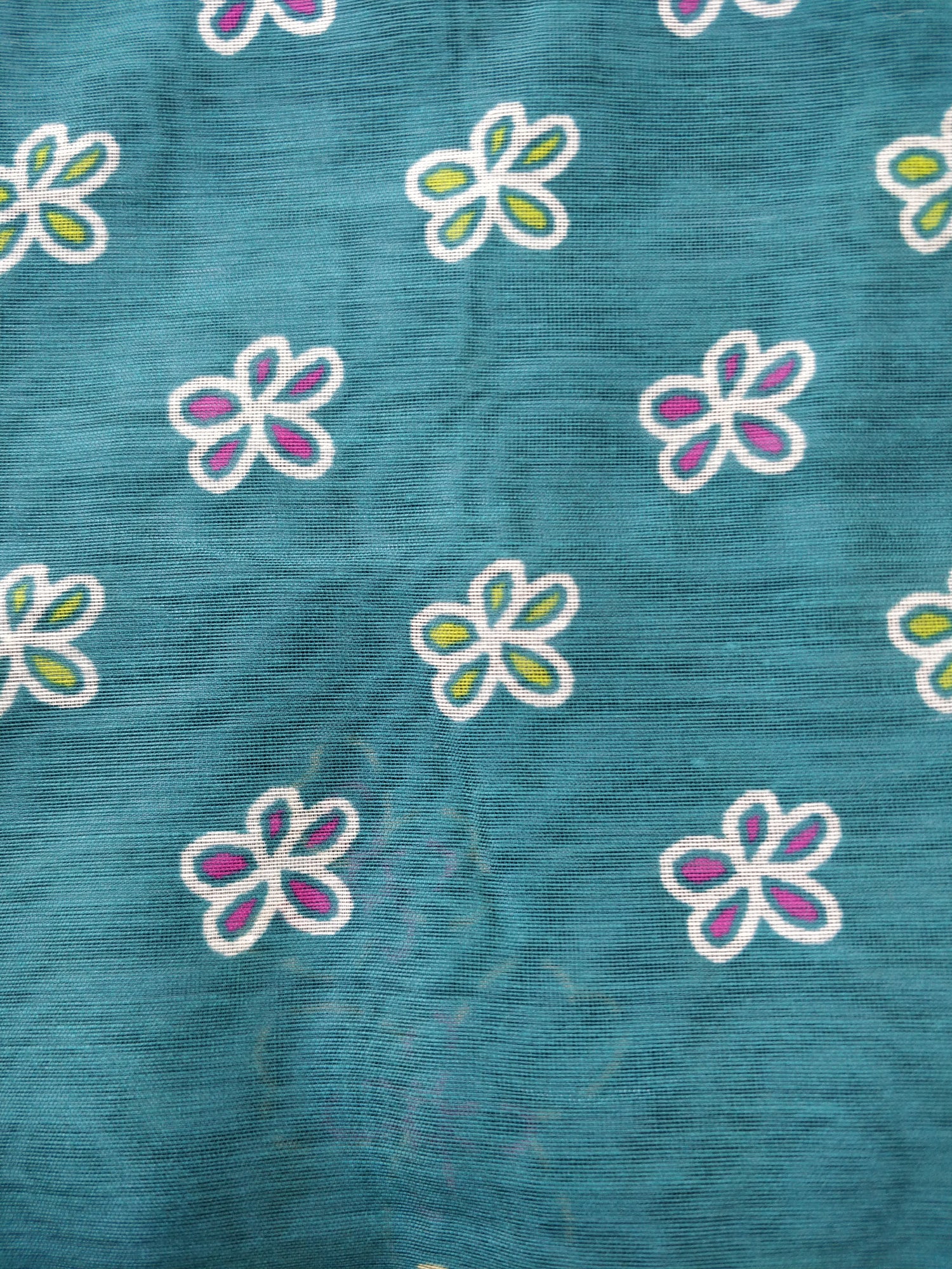 Rama Green Mul Chanderi Silk Digital Print With Embroidery Saree