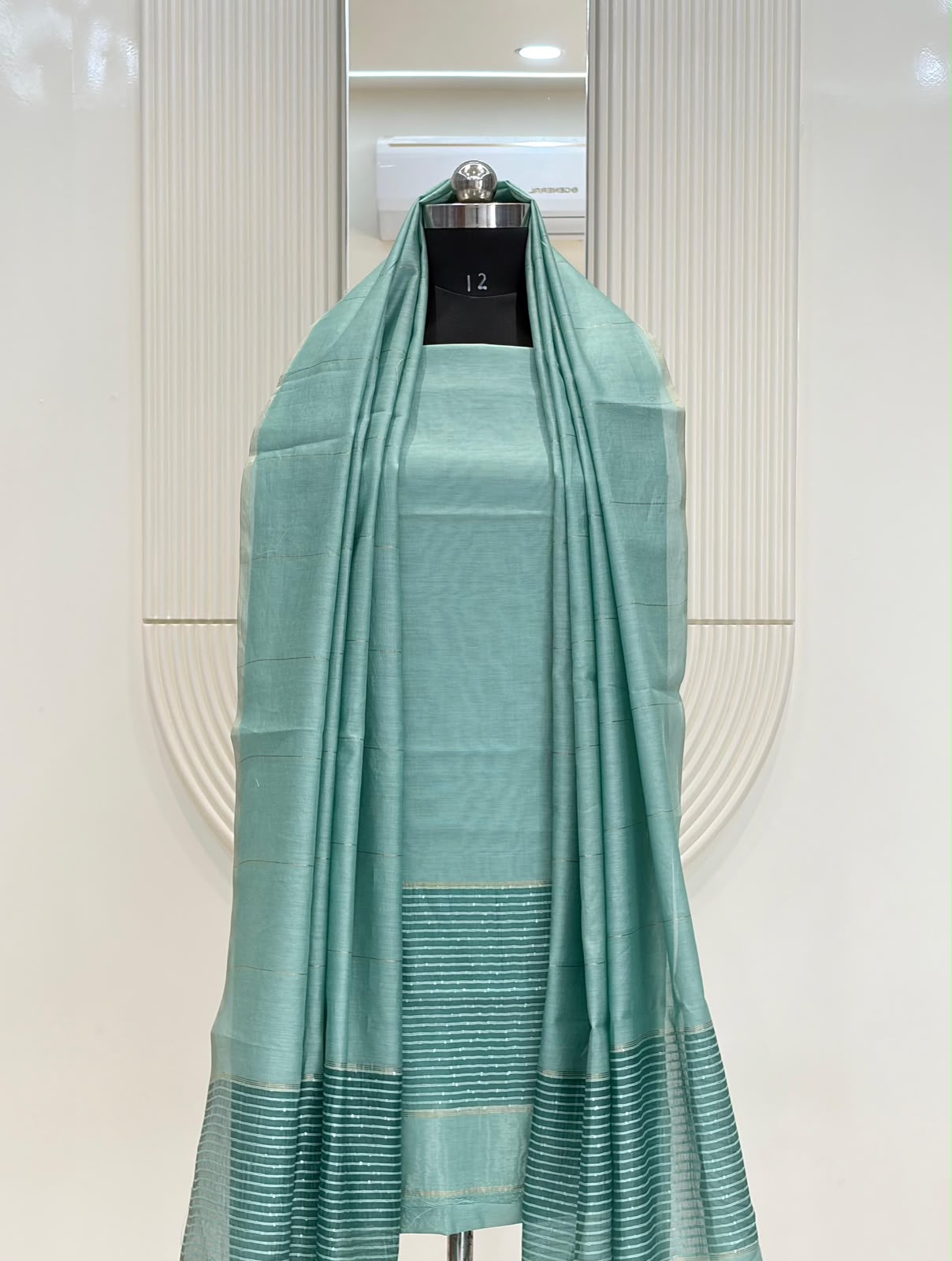 Green Pure Maheshwari Silk Suit Set