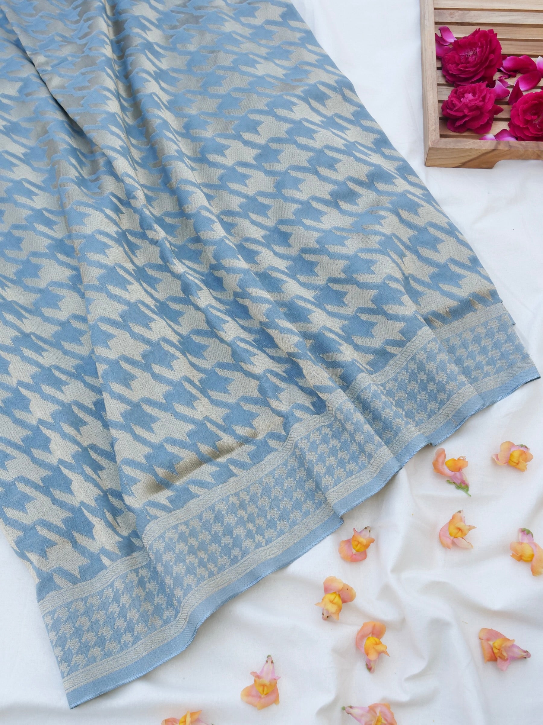 Grey Georgette Silk Banarasi Saree