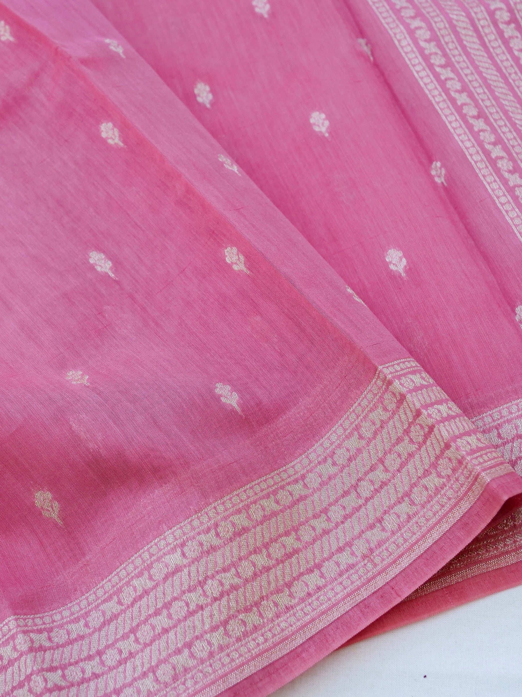 Pink Cotton Unstitched Banarsi Suit Set