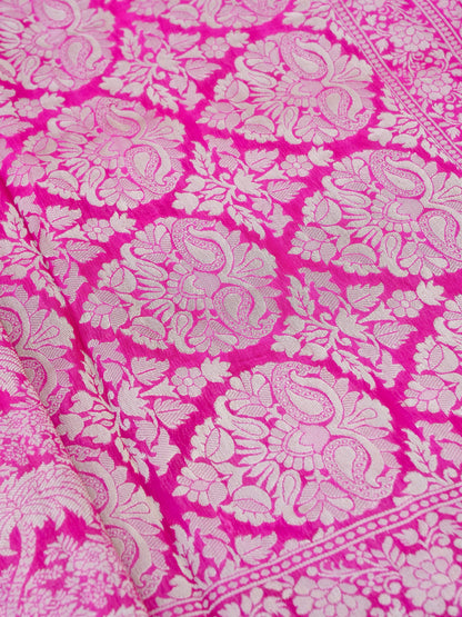 Pink Georgette Silk Jangla Banarasi Saree