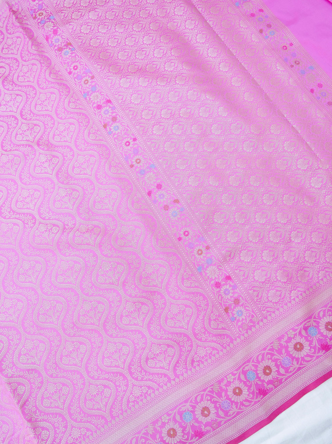 Light Pink Kataan Silk Meena Jangla Banarasi Saree