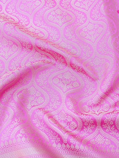 Light Pink Kataan Silk Meena Jangla Banarasi Saree