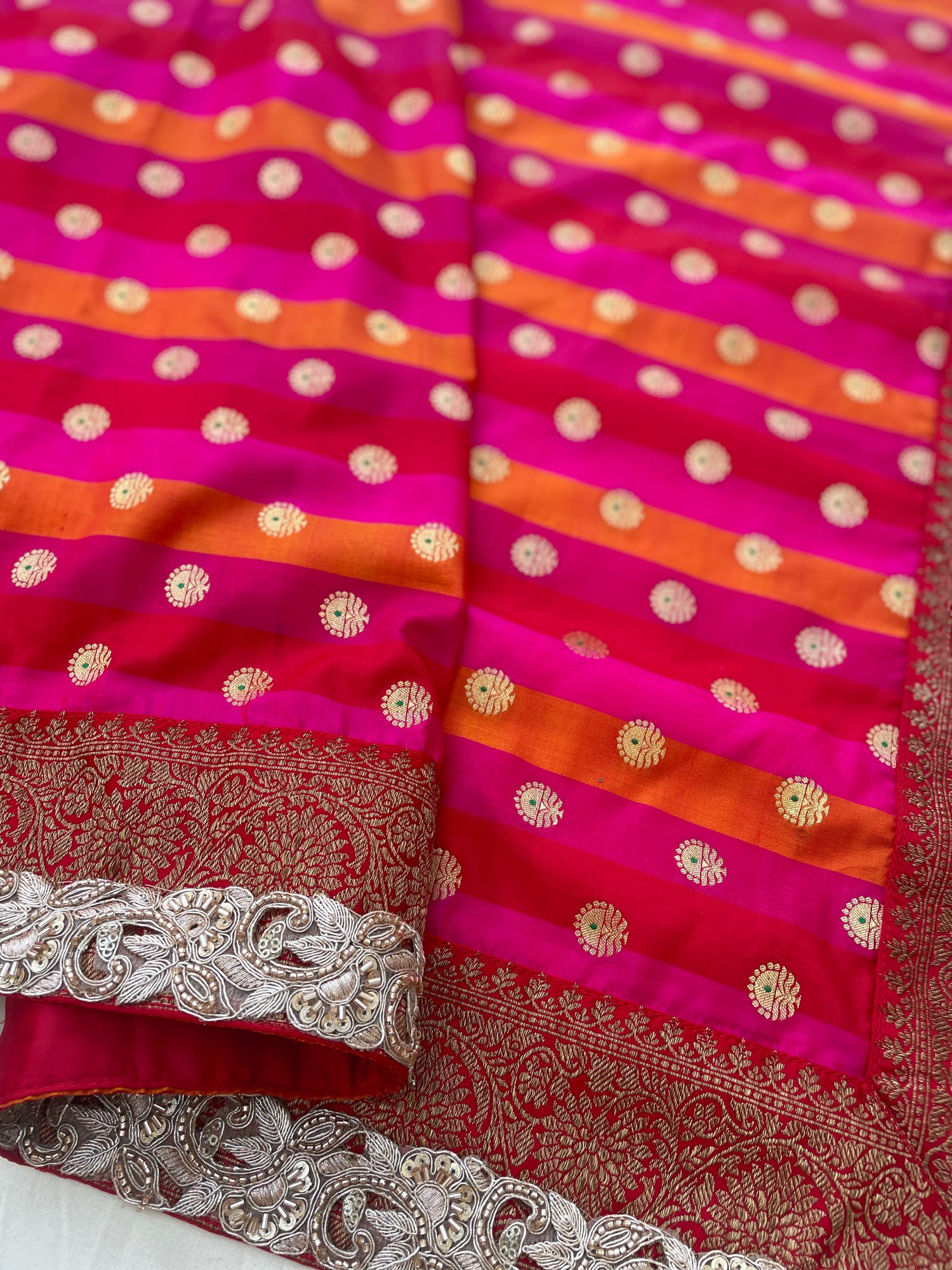 Rangkaat Handwoven  Kataan Silk Banarasi Saree with Embellished Border