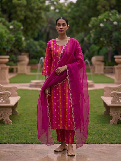 Rangkaat Handwoven Pure Kataan Silk Banarasi Suit Set